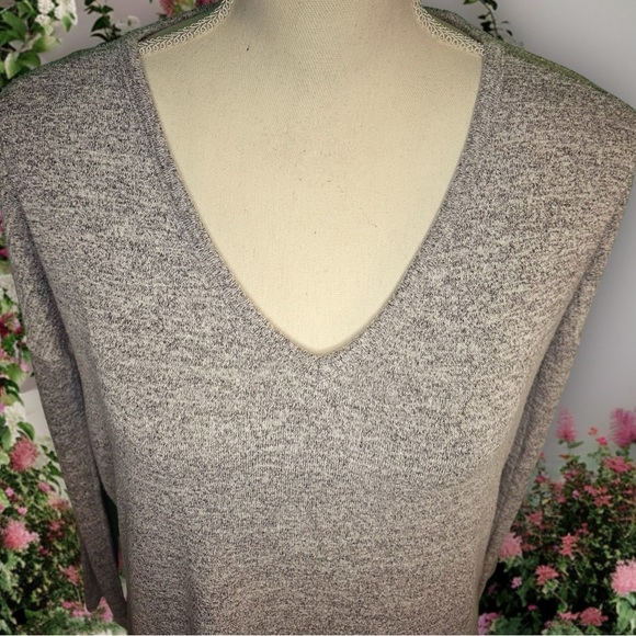 Rag & Bone Heather Gray Marled Slouchy V-Neck Knit Long Sleeve Top Size XS - Picture 4 of 10